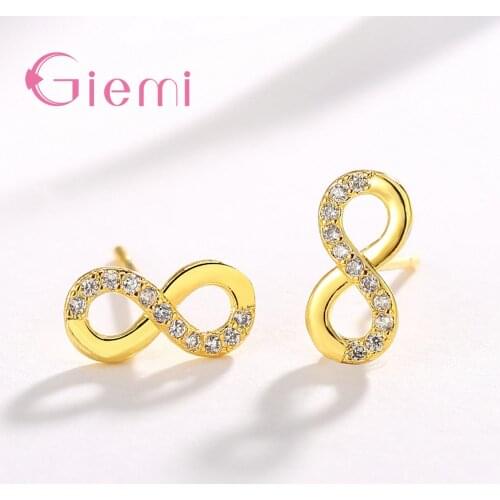 Wholesale New Style Fashion Adorable 8 Shape White Gold/Rose Gold Shiny Crystal Drop Earrings For Women Girls Daily Jewelry