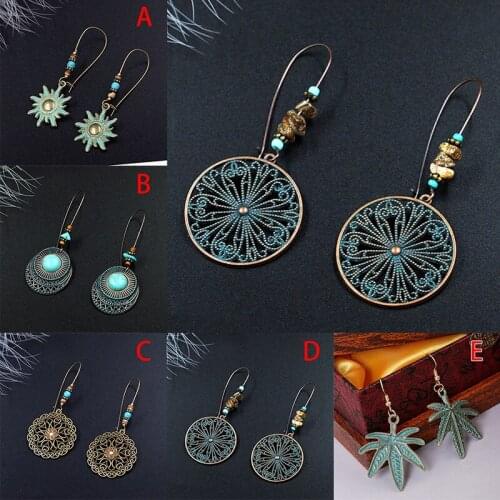 Wholesale Vintage Bohemian Handmade Turquoise Drop Dangle Earrings Pendant Dangle Earrings Decoration Brincos