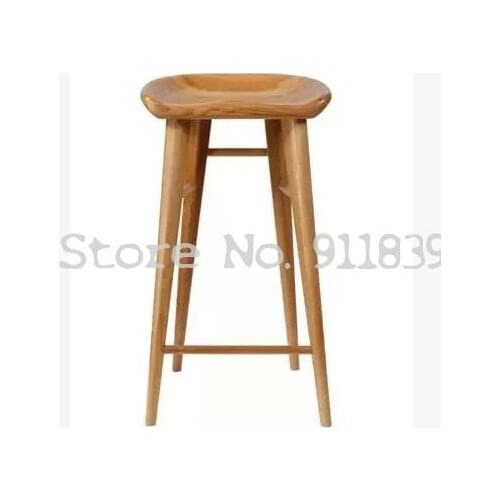 Solid Wood Bar Chair Bar Stool Retro Pure Solid Wood Bar Chair Household Bar Stool High Chair High Chair Solid Wood Chair