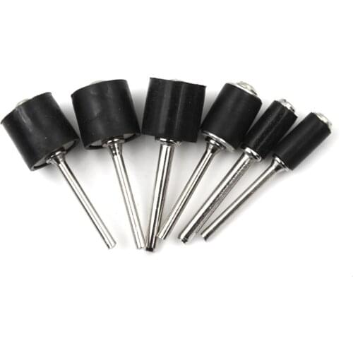 6pcs Rubber Mandrel 1/8 1/4 inch Grinder Drum Sanding Sandpaper Circle Kit Polishing Nails For Dremel Rubber Drum Mandrel