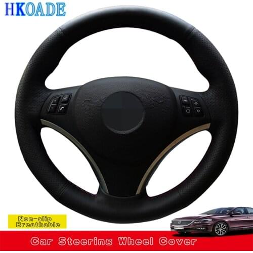 DIY Black PU Faux Leather Hand-stitched Car Steering Wheel Cover For BMW M Sport 1 Series E87 E81 E82 E88 120i 130i 120d X1 E84