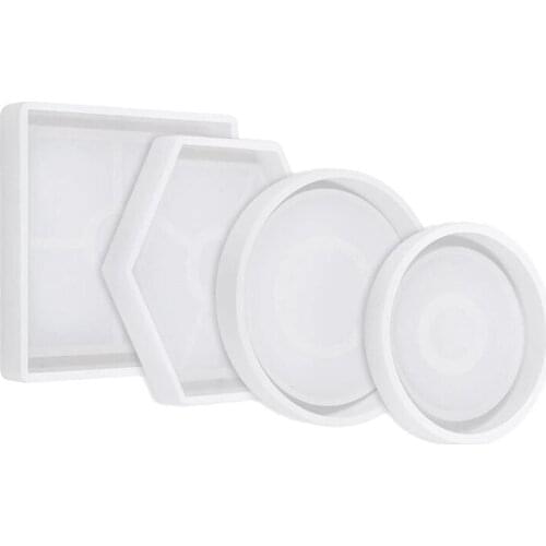 4 Pcs DIY Coaster Silicone Mold,Resin Molds for Casting Mold Bottom Bracket for Casting with Resin,Concrete,Cement