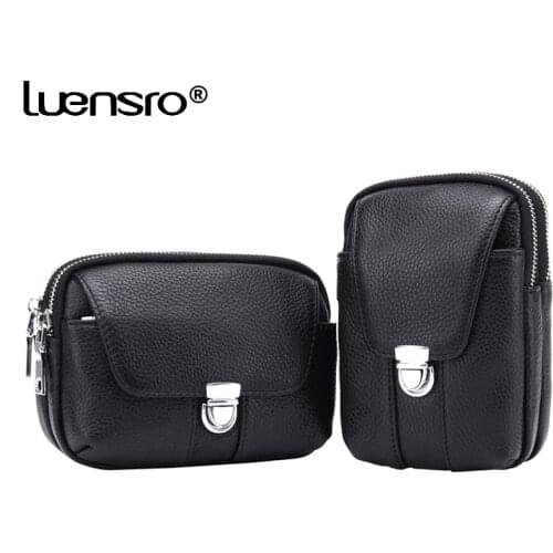 Men Genuine Leather Waist Pack Cell Mobile Phone Case Belt Bag Cigarette Bag Pocket Purse Wallet Hook Fanny Belt Money Bag