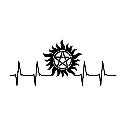 Supernatural Heartbeat White Sticker SPN Symbol Car Stickers Art Bumper Car Window Doors Decals Car Styling Decor L424
