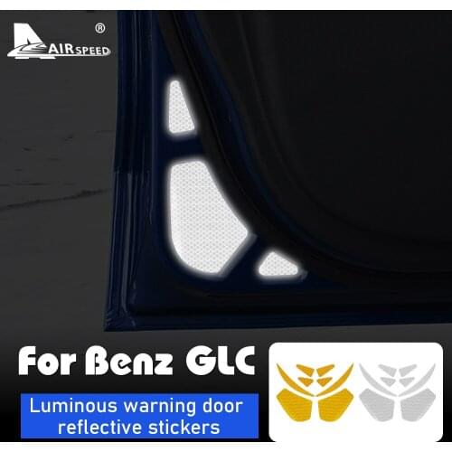AIRSPEED 8pcs for Mercedes Benz GLC Accessories Interior Trim Car Door Luminous Safety Warning Light Reflective Strip Sticker