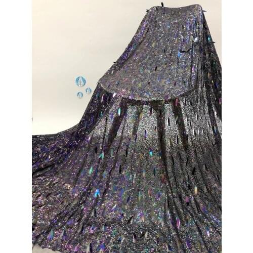 Sequined Tulle Lace Fabric 5 Yards 2021 Swiss New Product High Quality Wedding Banquet Showcase Lace Fabric Sewing XB4640