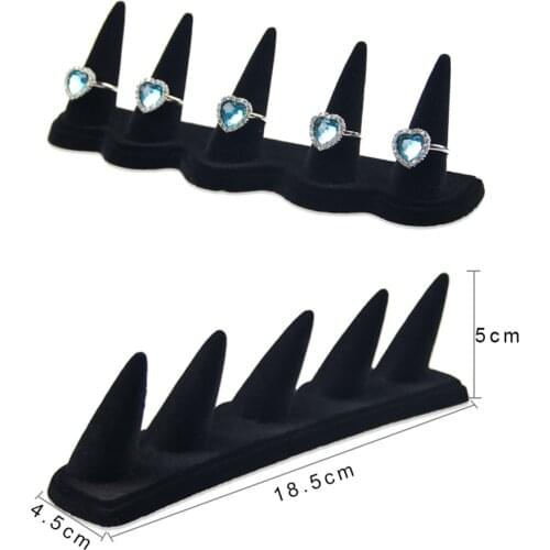 Velvet Finger Cone Fingertip Ring Stand Display Black Mountain Ring Jewelry Display Stand Holder Storage Showcase Organizer