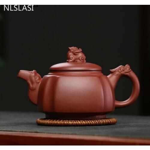 Yixing Purple Clay Tea pot Quartet Dragon Teapot Raw ore Purple mud beauty kettle Master handmade Teaware Customized gifts 260ml