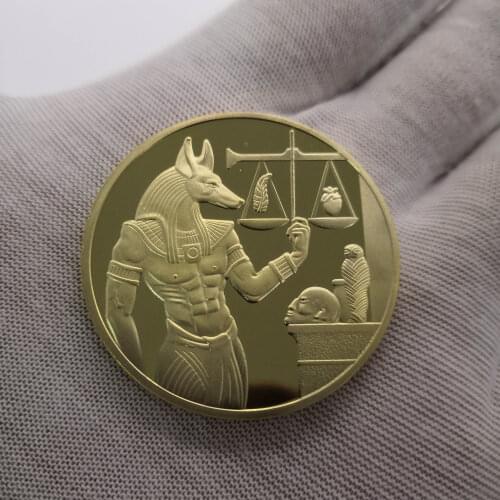 Egypt Death Protector Anubis Gold Coin Copy Egyptian God Of Death Commemorative Coins Steel Craft Dia 40MM