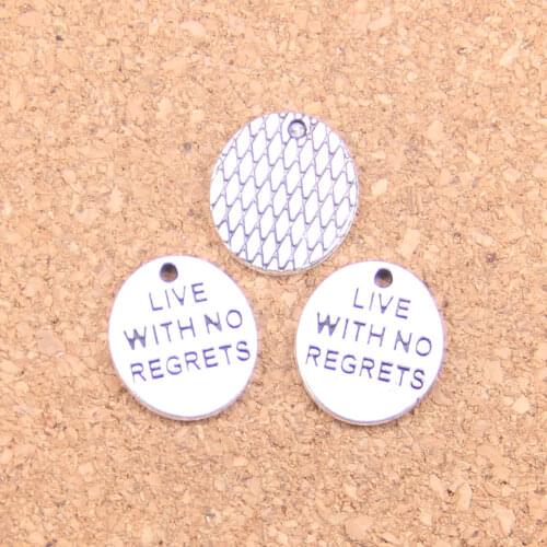 120pcs Charms live with no regrets 15x13mm Antique Pendants,Vintage Tibetan Silver Jewelry,DIY for bracelet necklace