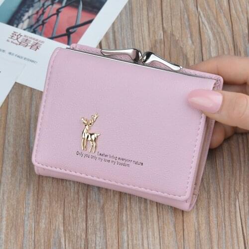 2021 Cartoon Leather Women Purse Pocket Ladies Clutch Wallet Women Short Card Holder Cute Girls Deer Wallet Cartera Mujer