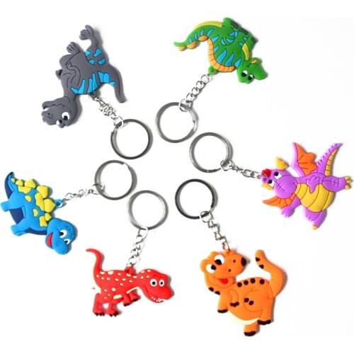6pcs Dinosaur Bracelet Keychain Key Holder Kids Birthday Party Decoration Dino Key Buckle Wristband Kids Jungle Dino Party