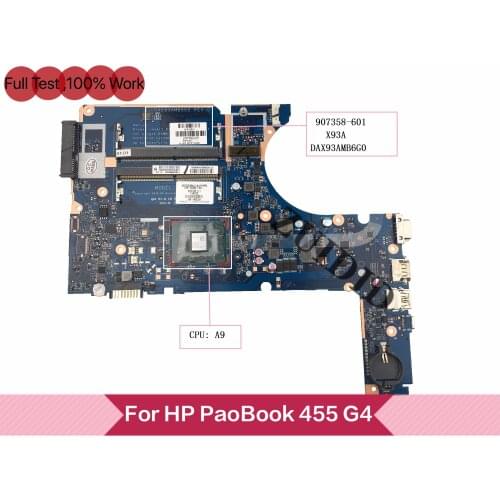 907358-601 Für HP ProBook 445 G4 455 G4 Laptop Motherboard 907358-001 907358-501 911246-001 DAX93AMB6G0 Mit A9-9410 100% Test ok