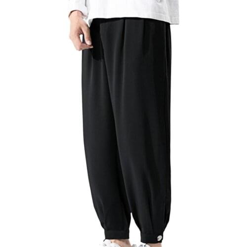 Quick Drying Classic Ankle Tied Ankle-length Casual Pants All Match Summer Trousers Elastic Waist for Club