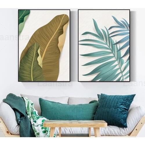 Nordic Decor Poster Plant Pictorial Canvas Painting Tropical Plant Banana Leaf Palm Leaf Modern Wall Art Home Decoration Unframe