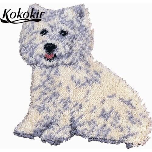 Diy decoration for floor latch hook kits rug cartoon dog printed tapijt needle for carpet embroidery handwerken knooppakket