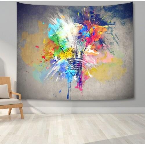Electric Bulb Pattern Tapestry Bedroom 3D Watercolor Wall Hanging Tapestry Blanket Background Cloth For Living Room Dorm Decor