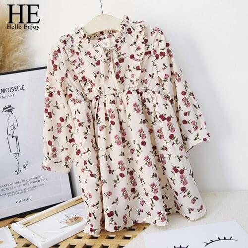 HE Hello Enjoy Girls Autumn Clothes 2020 Girls Fashion Floral Elegant Princess Dress Children Clothes Casual Kids Clothing