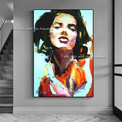 Large Women Face Portrait Oil Painting Home 100% Handmade Canvas Decorative Wall Art Pictures Cuadros For Living Room Bedroom