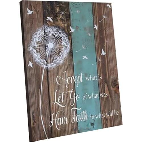 Dandelion Flower Life Quote Wall Art Canvas Painting Light Brown Wood Back Print Poster Plant Picture Home Decor For Living Room