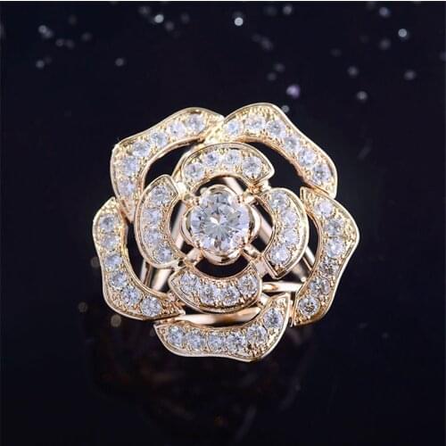 Classic Elegant Rose Flower Scarf Buckle Brooches for Women luxury Zircon Crystal Temperament Brooch Pin Female Korean Jewelry