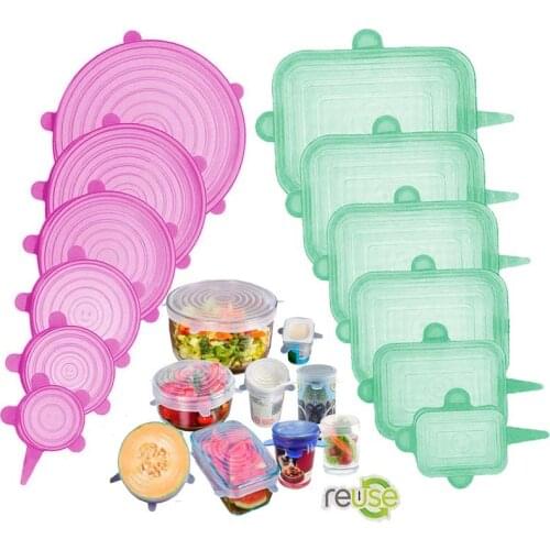 6Pcs Food Silicone Cover Cap Universal Silicone Lids For Cookware Bowl Reusable Stretch Lids Kitchen Accessories Canning Lids