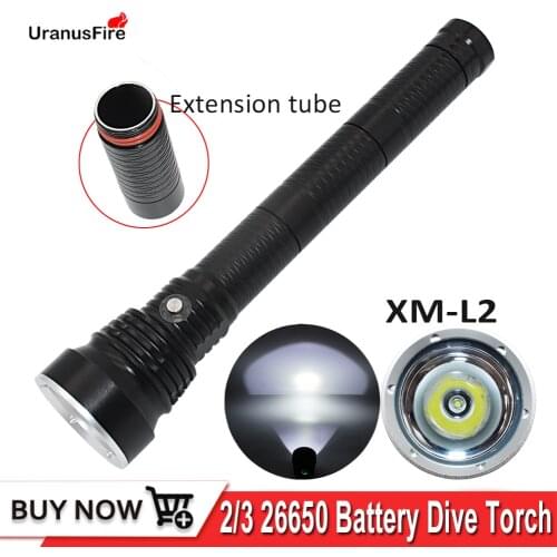 L2 LED Scuba Diving Flashlight waterproof IP68 dive torch light powered by 2/3 26650 18650 battery XM L2 Flashlight Diving torch