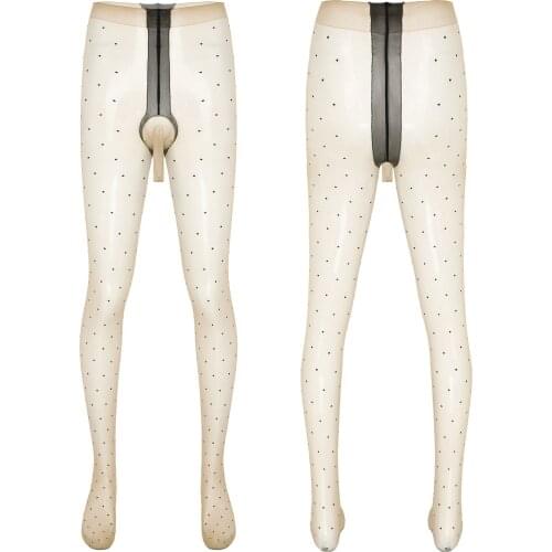 Sissy Men Lingerie Bulge Pouch Stocking Pantyhose Transparent See-through Stockings Tights Stretchy Leggings Pantyhose Underwear