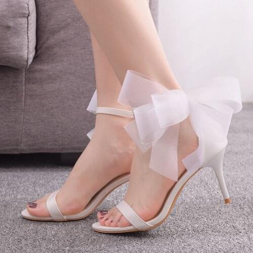 New Summer Stiletto High Heel Summer Party Shoes Pu Leather Bridal Sandals Wedding Shoes Women Flower Formal Shoes H0015