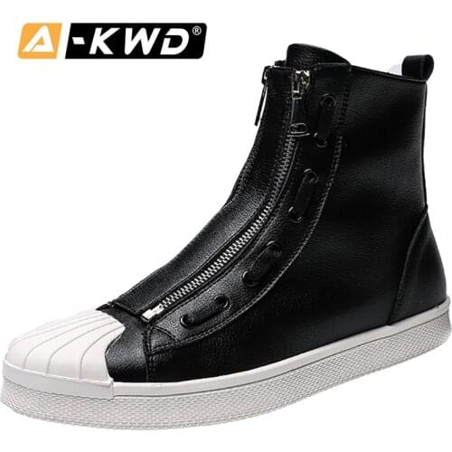 New High Top Black Sneakers Fashion Quality Mens Casual Shoes Hot Sale Shoes Men Leather Mannen Schoenen Mens Sneakers For Men