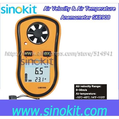 Wholesales Mini Air air velocity and air temperature Anemometer Meter SK8908