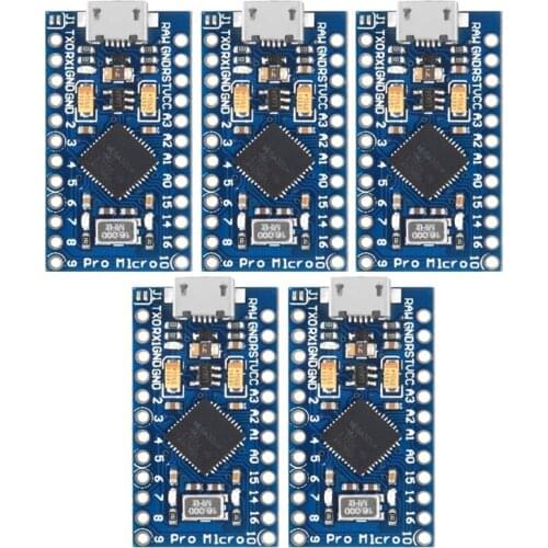 5PCS Pro Mini Atmega32u4 5V/16Mhz Module Board With 2 Row Pin Header For Arduino Leonardo