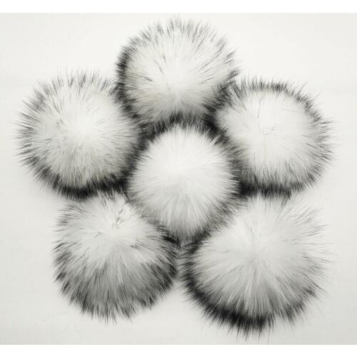 Fluffy Real Fur Pompoms with Button 13-15cm DIY Raccoon Fur Pom Poms Balls Natural Fur Pompon For Scarves Hats Bags Accessories
