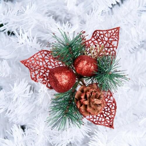 Christmas Decor Artificial Flower Stamens Pearl Branches Mixed Berry For Wedding Decoration DIY Pine Cone With Holly Fake Flower