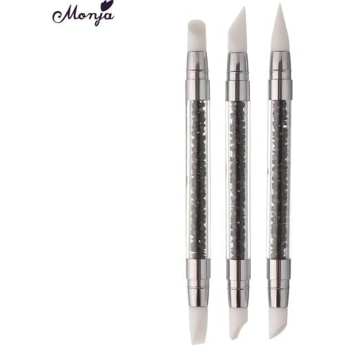 Monja 7 Types Dual-head Nail Art Silicone UV Gel DIY Carving Shaping Sculpture Emboss Dotting Pen Manicure Tools
