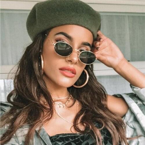 2021 Classic Small Frame Oval Sunglasses Women/Men Brand Designer Alloy Mirror Sun Glasses Vintage Modis Oculos