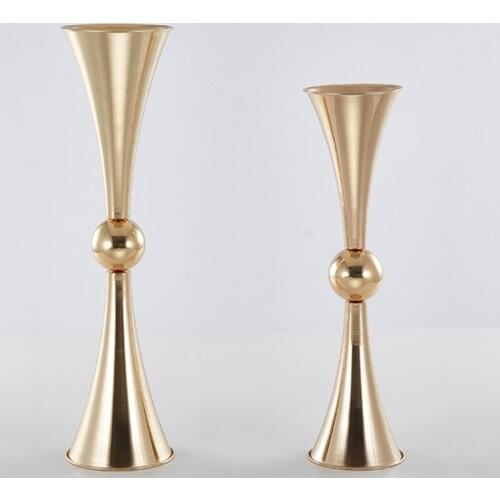 Wedding decoration metal gold flower vase trumpet vase centerpieces for wedding table