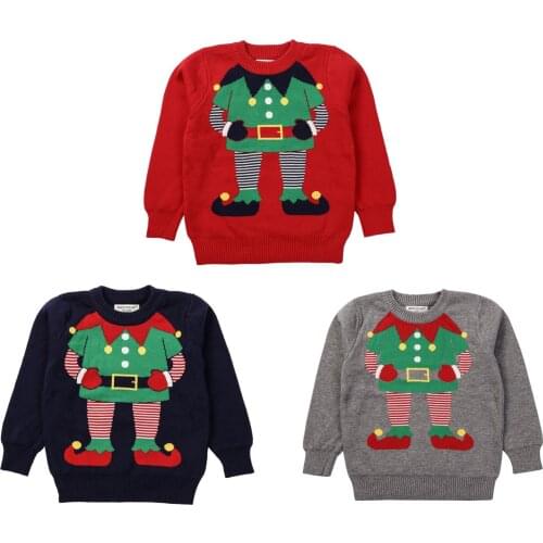 Citgeett Autumn Winter Christmas 18M-6Y Toddler Kids Baby Boy Girl Cartoon Knitted Sweater Long Sleeve Pullover Xmas Outfits