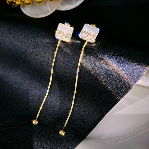 Temperament block full shell earrings web celebrity long tassel earrings earrings line pendant woman slimming face