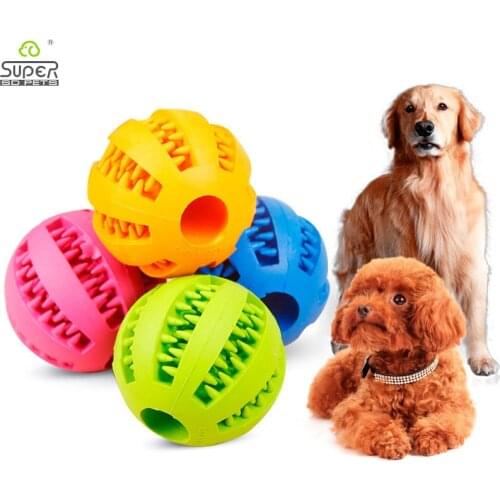 Pet Dog Cat Training Interactive Rubber Ball Pet Puppy Teething Treat Clean Bite Toy Practical Durable Training Rubber Ball Toy