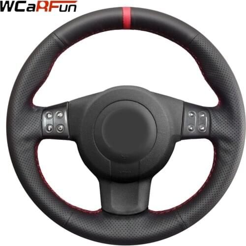 WCaRFun Black Artificial Leather DIY Hand-stitched Car Steering Wheel Cover for Seat Leon (Mk2) 2006-2008 Ibiza (6L) 2007