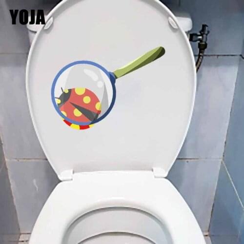 YOJA 22.6X12.7CM Cartoon Magnifier Ladybug Creative Toilet Decal BedRoom Home Decor Wall Sticker T5-1073