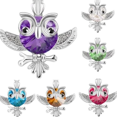 Elegant Vintage Woman Link Chain Animal Shape Owl Crystal Pendant Necklace Fashion High-End Jewelry Accessories