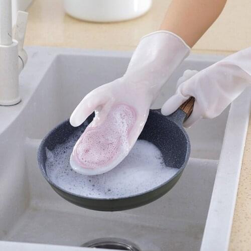 1/2PCS Silicone Gloves Kitchen Cleaning Dishwashing Gloves Magic Scrubber Rubber Dish Washing Gloves Tools Kitchen Clean Gadgets