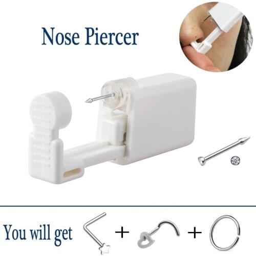 1pc Disposable Safe Sterile Nose Ring Stud Piercing Unit Set Gun Tool Earring Professional Machine Kit Nariz Women Body Jewelry