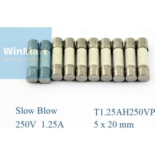 10 pieces 250V 1.25A/1A/2A/4A/630mA/12A/250mA Slow Blow 5x20mm Ceramic Tube Fuses