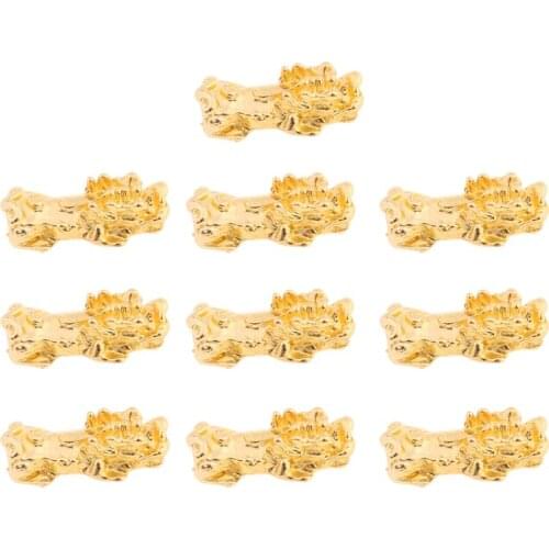 10Pcs Golden Wealth Porsperity Pi Xiu Beads Legendary Pi Yao Charm Bracelet Jewelry Making Attract Wealth and Good Luck