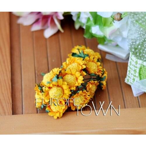 2013 New!!! 120 bunches=1440pcs (2.5CM) Mini Paper Sunflower For Scrapbooking Wedding Decoration