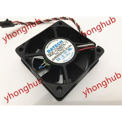DATECH 0620-12MBTA-1 DC 12V 0.35A 60x60x20mm 3-wire Server Cooling Fan