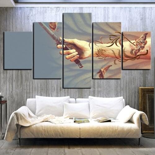 5 Piece HD Abstract Art Butterfly Picture The Last of Us Video Game Poster Wall Sticker Canvas Paintings for Home Decor Wall Art